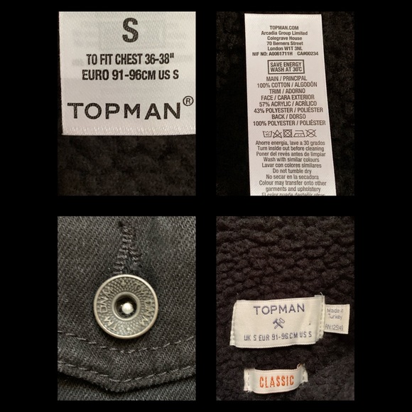 NWOT TOPMAN BORG LINED DENIM JACKET size SMALL - Picture 9 of 10